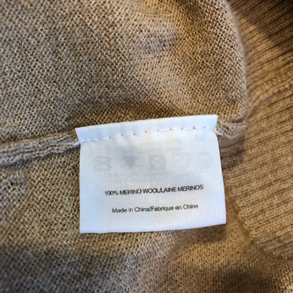 Tory Burch tan v neck button merino wool cardigan size Extra Small XS - flawed - Picture 8 of 13